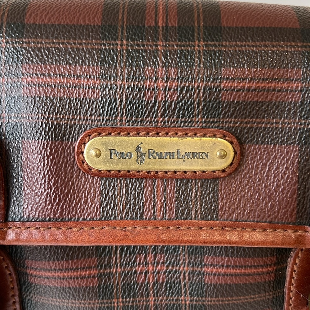 Vintage Ralph Lauren Brown Tartan Plaid Crossbody Messenger Saddle Bag - Picture 7 of 16
